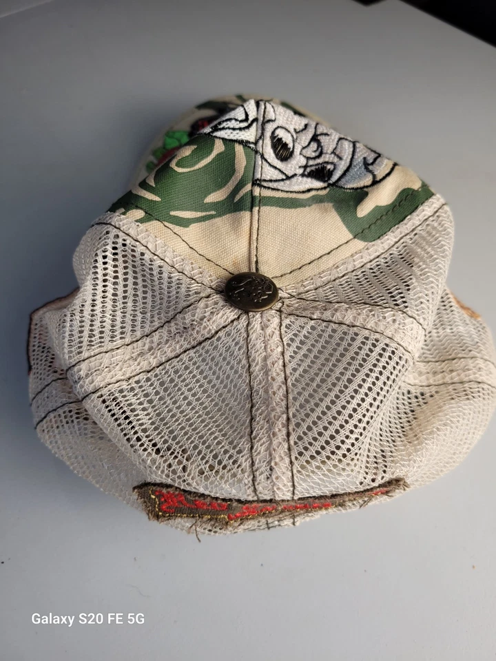 Mono Rojo Los Ángeles Calaveras y Rosas Bordado Trucker Sombrero Tostado Blanco Parches Foto 2 de 4