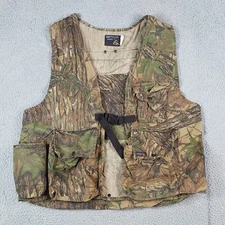 Vintage 80s Camo Turkey Hunting Game Vest Mens Large Zip Up Bird Fishing Outdoor