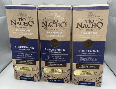 3x Tio Nacho Thickening Royal Jelly & Nettle Extract Volume Filler Shampoo 14 oz