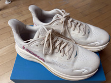 HOKA Clifton 10 Damen Laufschuhe Sneaker Beige/Blau US 9B UK 7 EU 40 2/3
