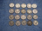 20 SILVER MERCURY DIMES ALL WITH DATES