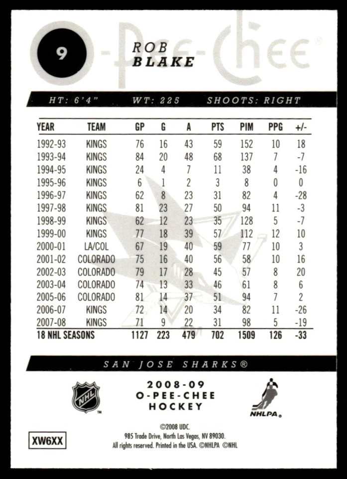 2008-09 O-Pee-Chee Metal Rob Blake #9 - Image 2 of 2