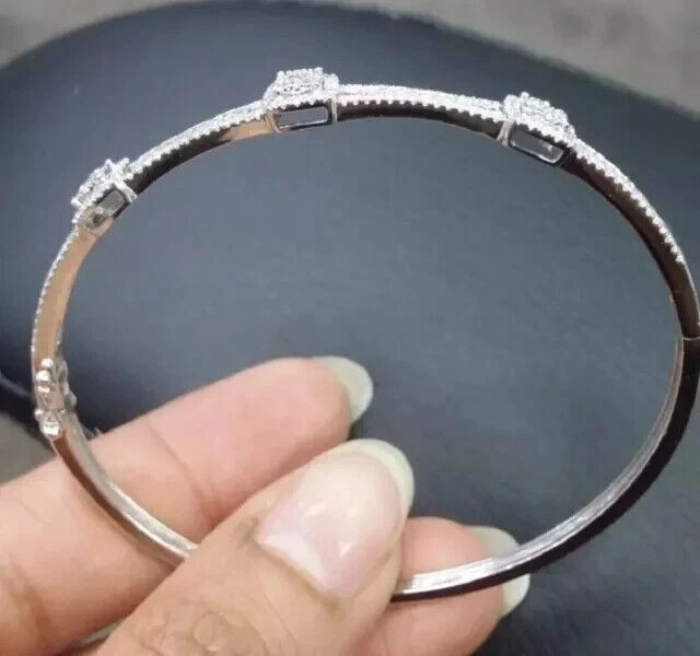 Женский браслет браслет 14K белое золото покрытием 4Ct круглой огранки Lab создал бриллиант - Изображение 3 из 4