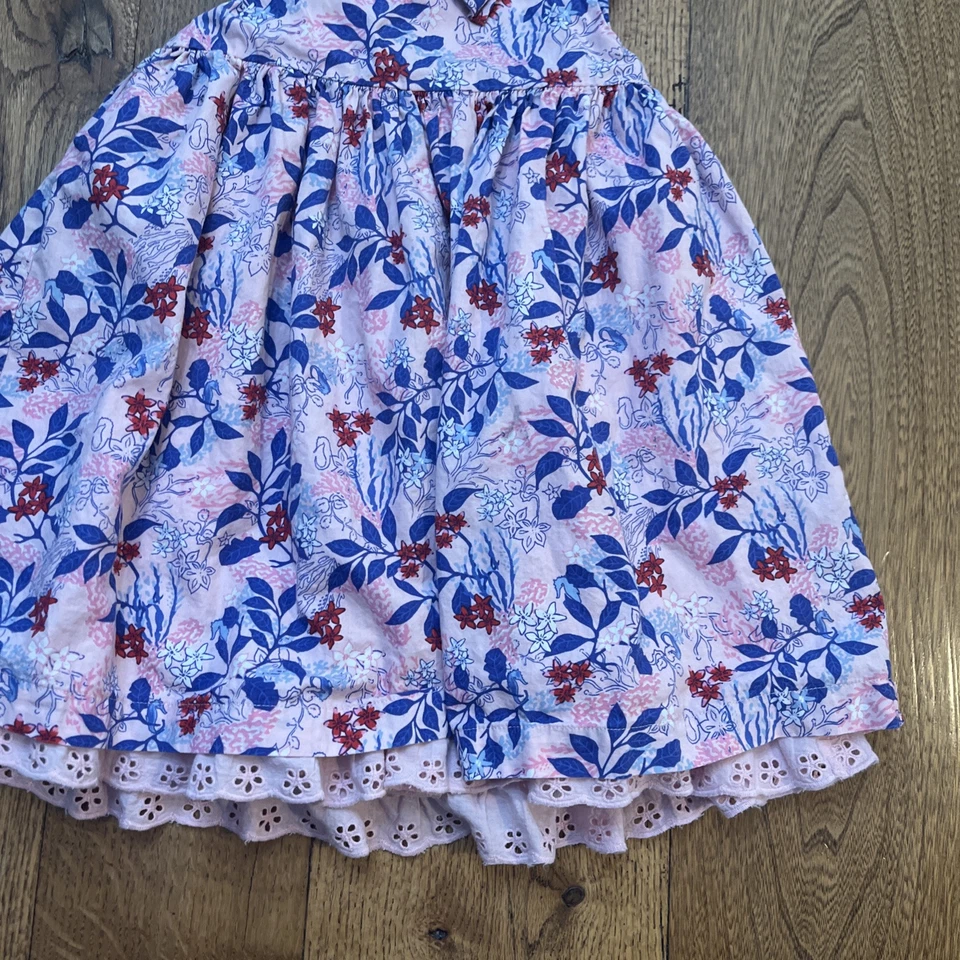 Vestido Floral Rosa Parche Calabaza Infantil Niña 18-24 Meses 100% Algodón Forrado Foto 3 de 4