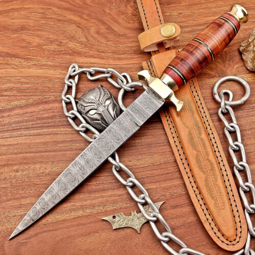 Handmade DAMASCUS STEEL KNIFE Hunting Knife BOWIE Dagger, W/SHEATH IS-2973