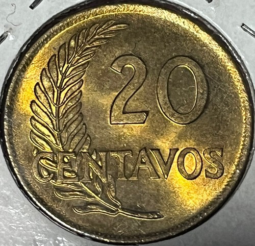 BU~DDO~Off-Center Broadstruck~PERU 1960 20 CENTAVOS~Grade Ready Error Coin! - Picture 10 of 12