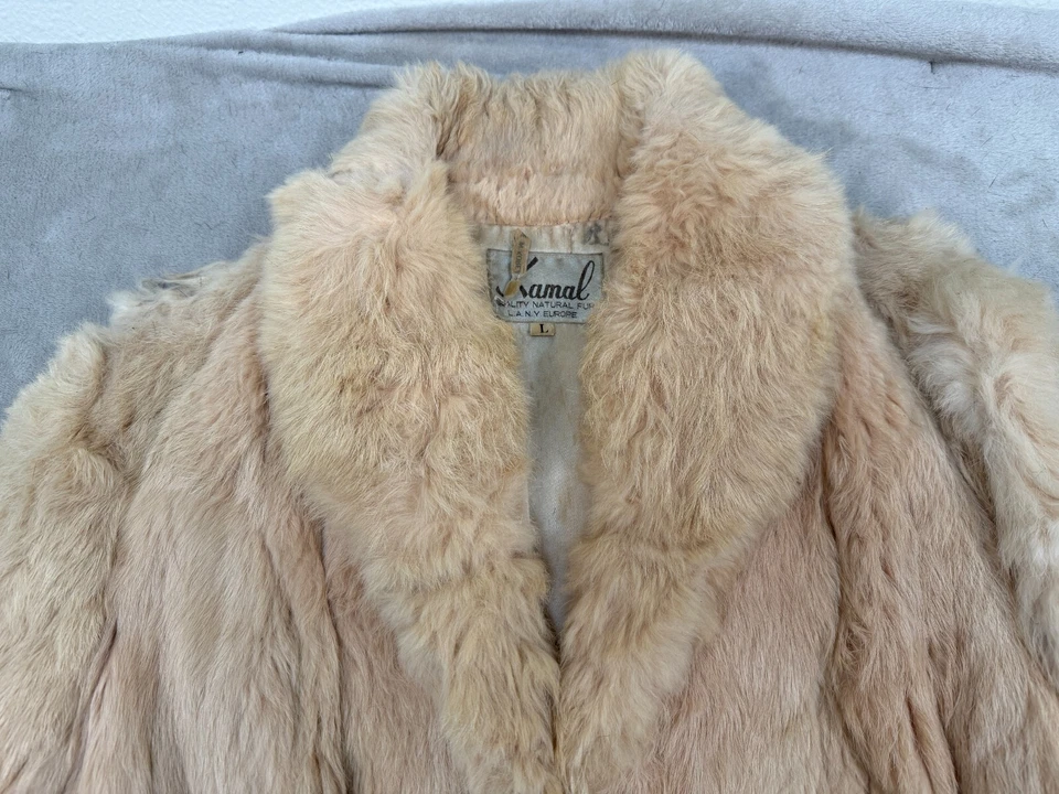 Abrigo beige de piel de camal vintage años 70 para mujer talla grande Foto 4 de 4