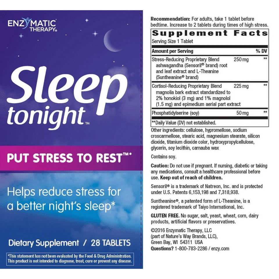 Nature's Way Sleep Tonight Reductor del Estrés, Sueño Reparador, Vegano, 28 Comprimidos Foto 3 de 4