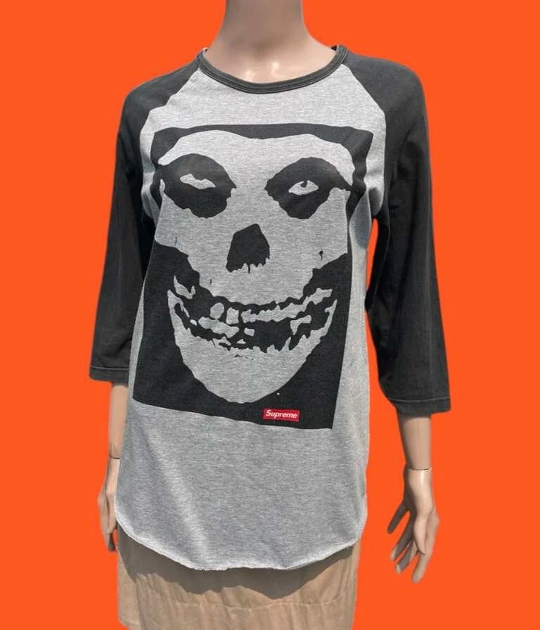 Supreme x Misfits T Shirt femme à manches 3/4 gris coton taille M L