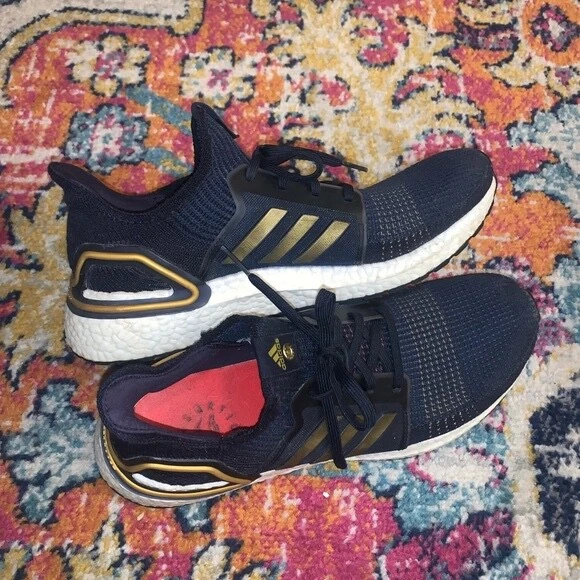 Adidas UltraBoost 19 Consortium Blue Gold White Running Shoes Men s Size 12