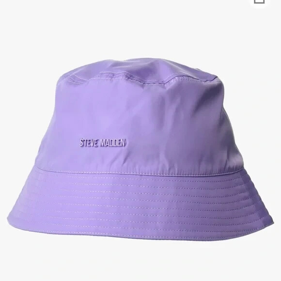 STEVE MADDEN SOLID SATIN LINED NYLON BUCKET HAT LILAC ONE