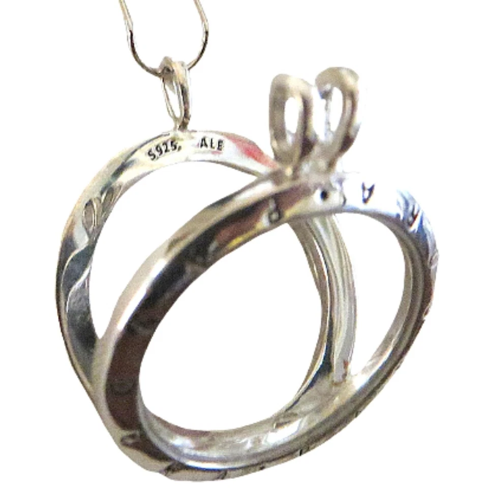 Pandora Zafiro Cristal Plata Esterlina Medallón Collar Grande 29.5" 590530-75 Foto 3 de 4