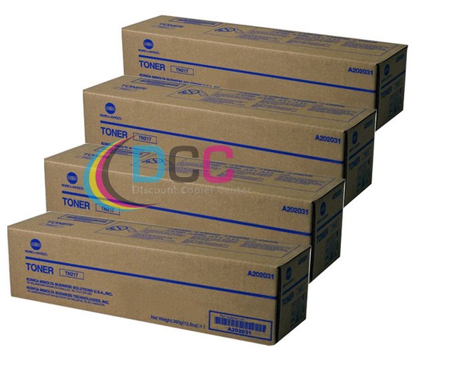 OEM KONICA MINOLTA Lot Of 4 TN217 Toner Cartridges For Bizhub 223