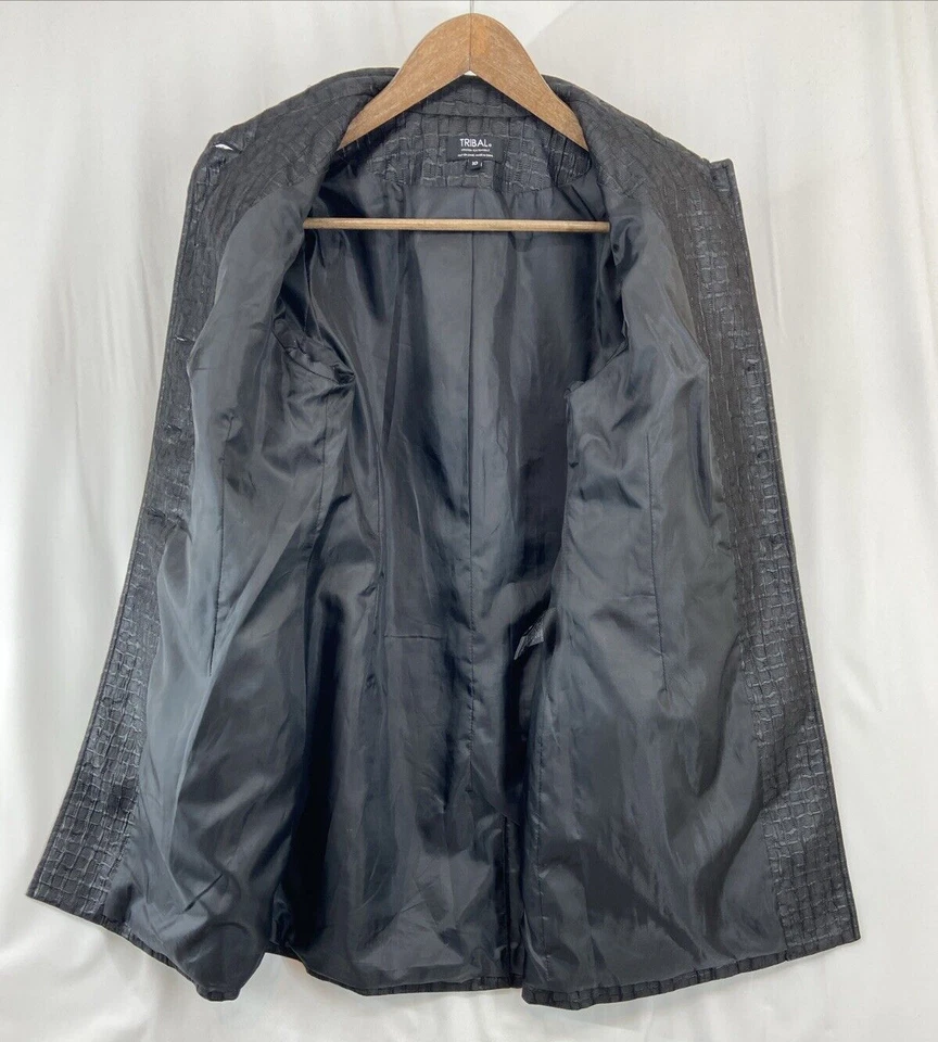 Tribal Womens Size 10 Black Jacket Button Front Lightweight Cotton Stretch - Image 4 of 4