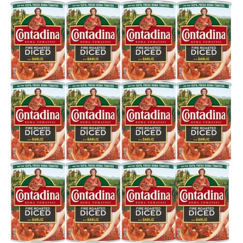 Contadina Fire Roasted Diced Tomatoes with Garlic 12 pack of14.5 oz Can