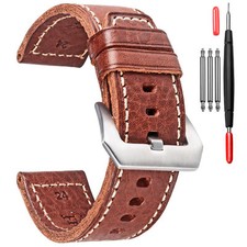 Genuine Leather Watch Band Retro Vintage 20 22 24 26mm Replacement Watch Strap