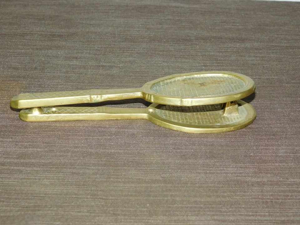 VINTAGE KITCHEN 8" LONG BRASS TENNIS RACQUET NUT CRACKER - Image 2 of 4