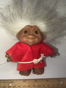 Dam Troll 1986 Troll Doll White Hair 4 5 Tall Red Felt