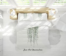 3D Simple Green Leaves White Quilt Cover Set Duvet Cover Bedding Pillowcases