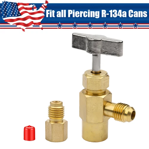 Piercing R134a A/C Can Tap Tapper Adapter Dispensing Valve w/ 1/2 Acme Threads