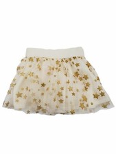 Infant  Toddler Girls Ivory Gold Star Tutu Tulle Glitter Sparkle Baby Skirt