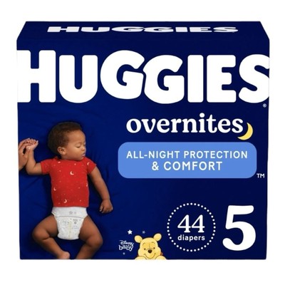 Huggies Diapers Overnight Overnites Nighttime Disposable 27lbs Size 5 44 Ct. OW