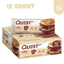 Quest Protein Bar, Smores, 20g Protein, 12 Ct 14 Grams of Fiber 4g Net Carbs USA