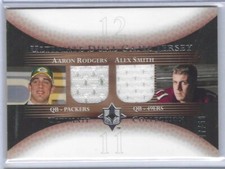 AARON RODGERS ALEX SMITH 2005 ULTIMATE COLLECTION DUAL GAME JERSEY RC #D 47/50