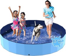 87'' x 16" Foldable Dog Pet Bath Pool Heavy Duty Non-Slip Kiddie Pool Kids Dogs