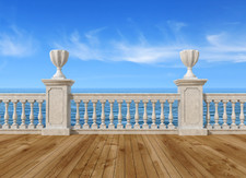 Veranda Promenade Balcony Railings Sky View Wall Mural Wallpaper Paste Fit*