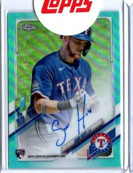 2021 Topps Chrome Sam Huff Aqua Refractor Auto RC Rookie Texas Rangers /199
