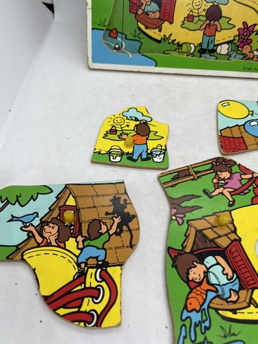 Play School Vintage Puzzle 1987 Made In USA Wooden Puzzle Old Woman In The Shoe - Picture 2 of 7