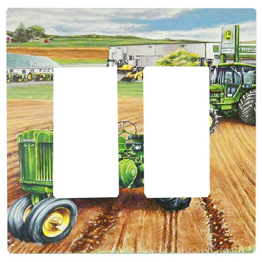 Plaid Tractor Kids Light Switch Cover - Outlet Decor, Night Light & Knob