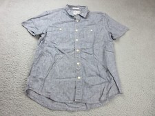 Lucky Brand Shirt Mens Adult Medium Blue Pocket Button Up Short Sleeve Casual