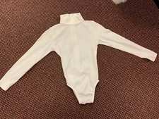 White Nylon Long Sleeve Leotard Sz Youth 6x-7 Style 101 bodywrappers