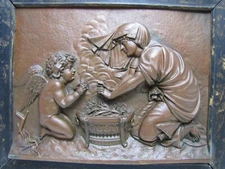 FORNI CUPID & PSYCHE Antique Decorative Arts High Relief Plaque Cherub Ornate