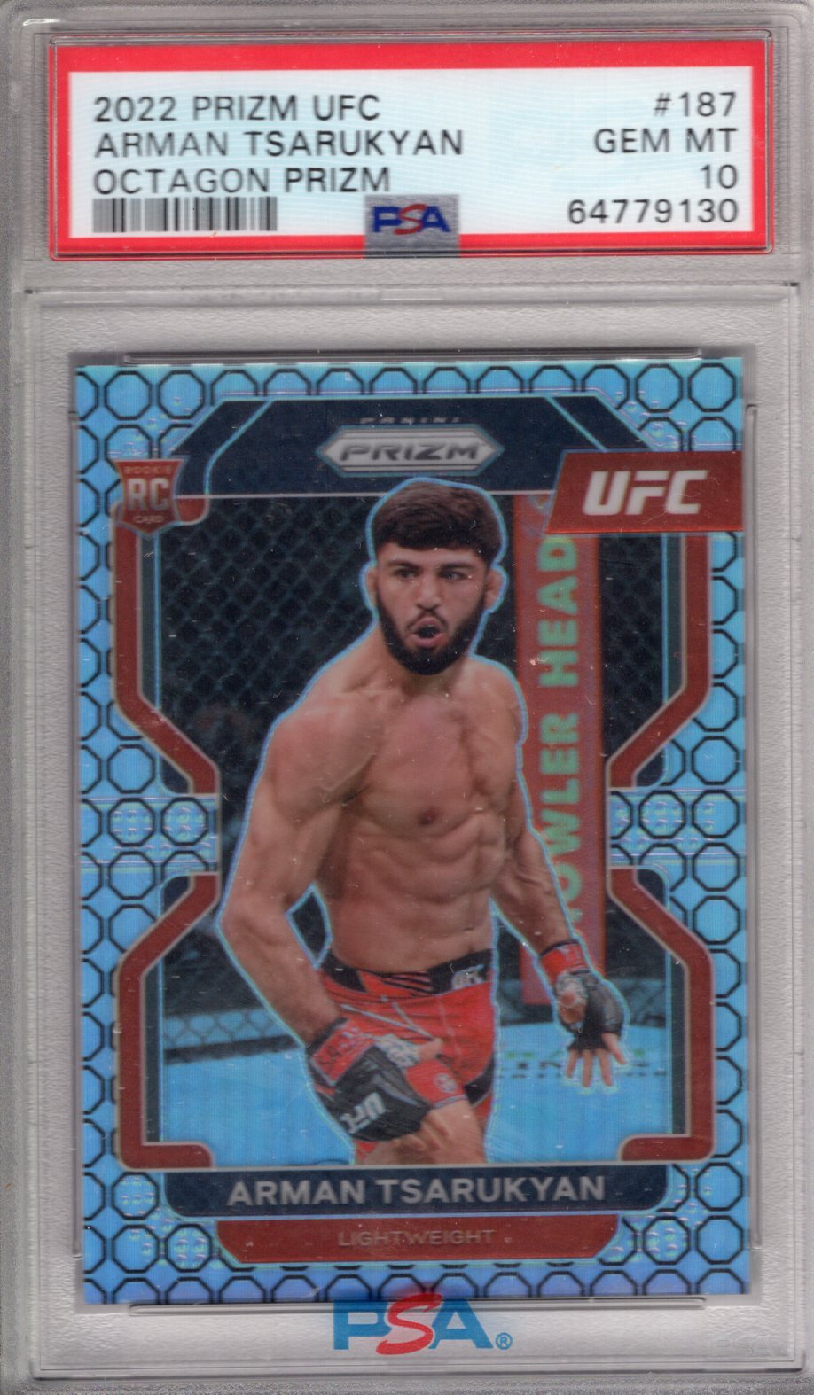 2022 Panini Prizm UFC ARMAN TSARUKYAN #187 RC Octagon Prizm 1/8 PSA 10 GEM MINT