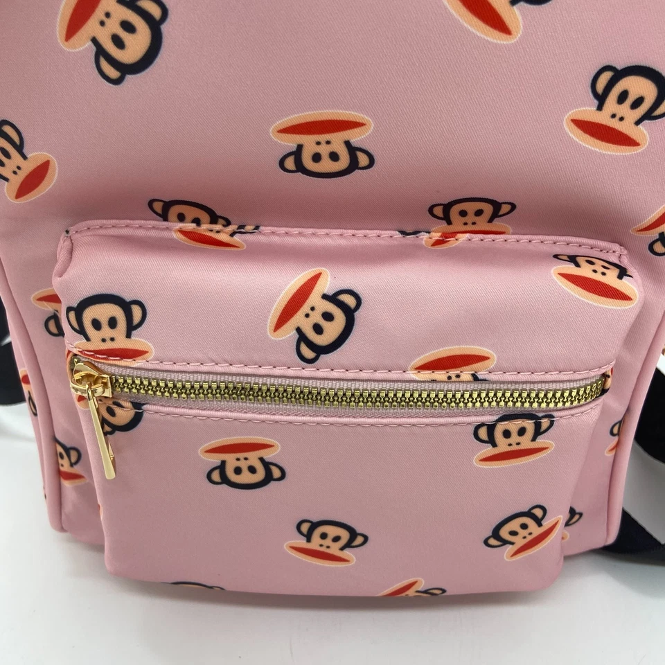 Mini Mochila Paul Frank Rosa Julio Mono Feliz Frontal Cremallera Logo Correas Doradas Foto 3 de 4