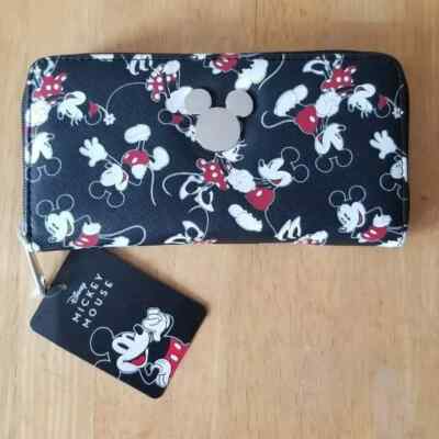Disney Bioworld Mickey Mouse Mini Mouse Zip Around Wallet