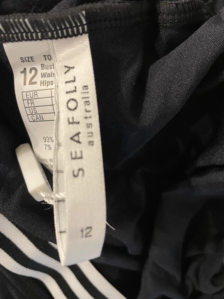 Traje de baño para mujer SeaFolly Tank Malliot negro talla 12 nuevo con etiquetas 683 Foto 3 de 4