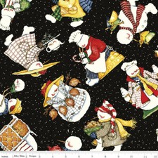 Fat Quarter Riley Blake "Snow Sweet" Folk Toss Snowman Christmas Quilt Cotton