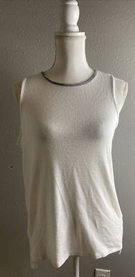 Rag & Bone Oasis Tank Top White Gray Size XS Sleeveless Stretchy Crew Neck