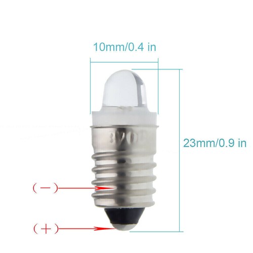 Warm/White DC 3V E10 LED Bulb Screw Lamp Replacement For Torch Flashlight Light - Picture 6 of 12