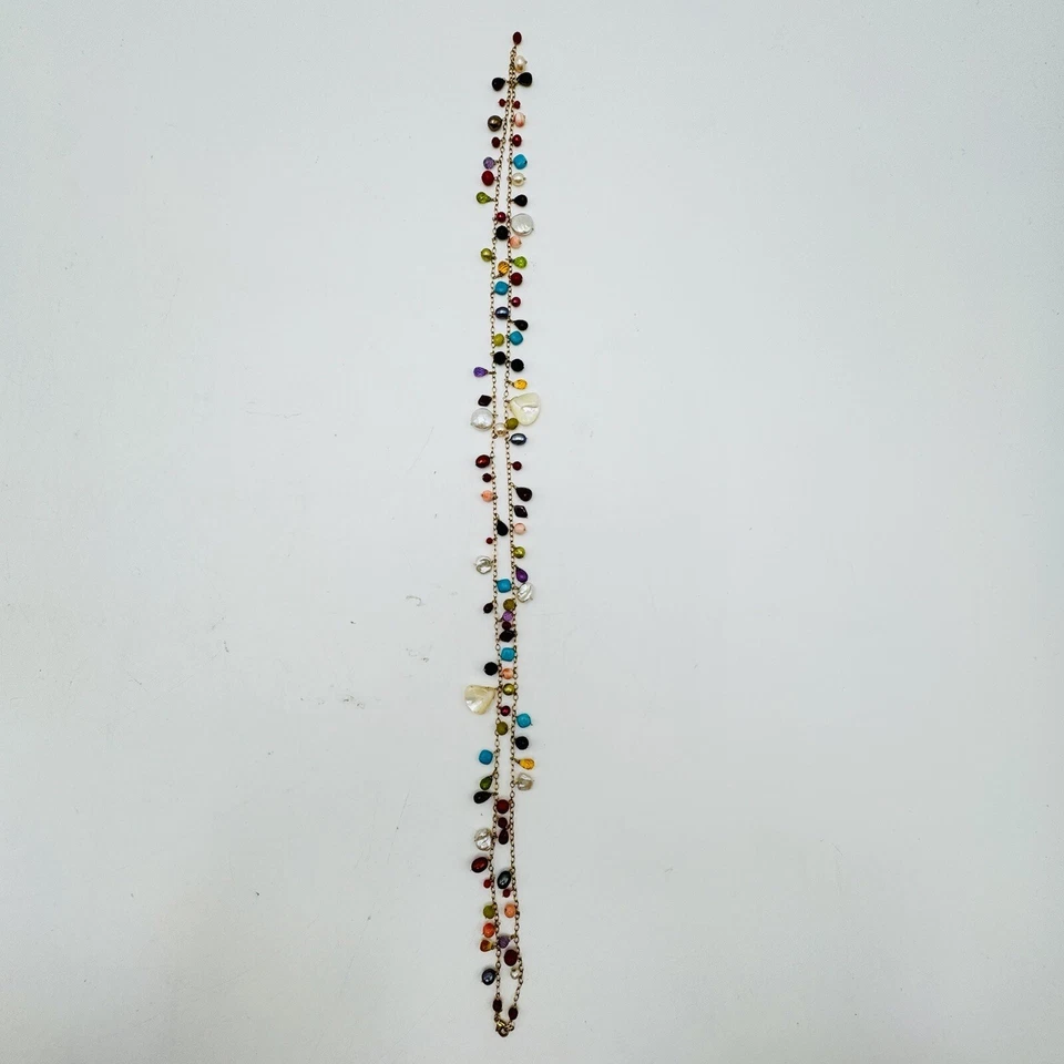 Único Collar Oro Amarillo 14k Perla Barroca Citrino Multi-Piedras Preciosas 36" 29.13gr Foto 3 de 4