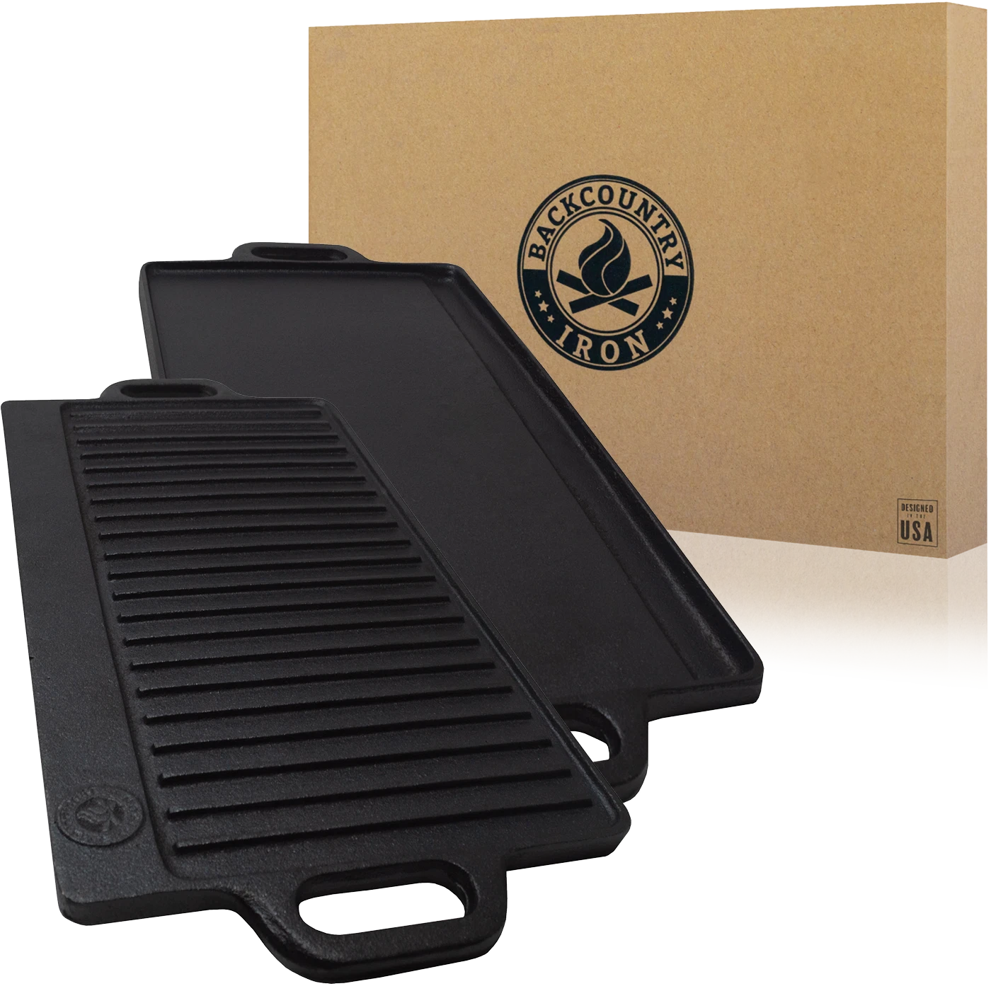 Backcountry Iron 20 x 9 Inch Large Reversible Seasoned Cast Iron Grill / Griddle