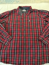 Carhartt Shirt Button Down Work Wear Plaid Red Men's 2XL E49