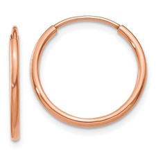 15.9mm 14k Rose Gold 1.2mm Polished Endless Hoop Earrings XY1235