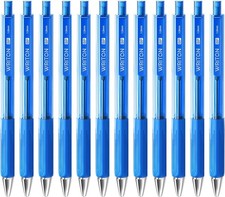 Retractable Ballpoint Pens, Triangle Grip and Barrel, 1.0mm Medium Point, Blu...