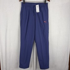 Puma Essential Woven Cargo Pants Mesh-Lined Mens Medium 681737 Crystal Blue NWT