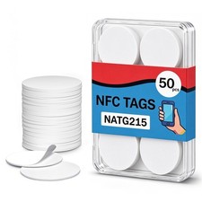 50 Count NTAG215 NFC Tags, 1 Inch Programmable NFC Stickers with Adhesive